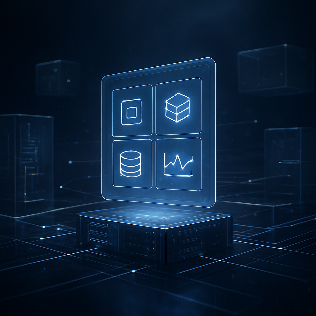 UpServX hero visualization with servers and networks